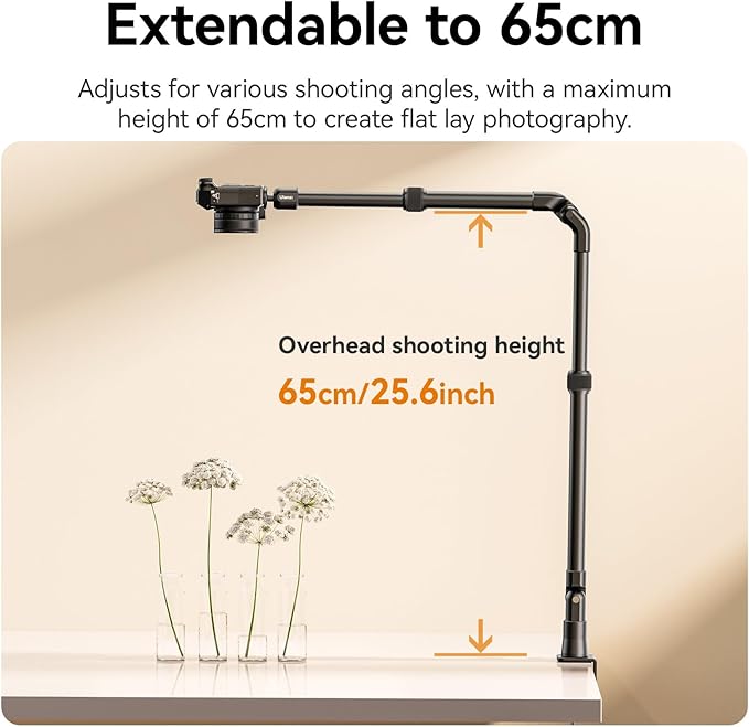 ULANZI ZJ02 Camera Desk Mount Overhead Magic Arm, 98cm/38.6inch Aluminum - Image 5