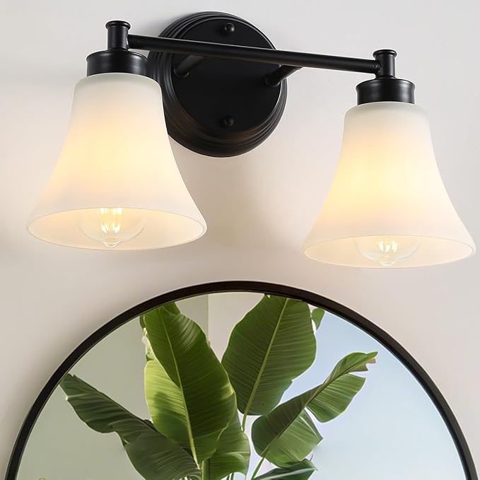 LOUSACE 2 Light Bathroom Vanity Light Matte Black Bathroom Lighting Fixtures - Image 8