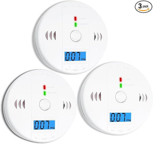 3 Pack Carbon Monoxide detectors, co Detector, Carbon Monoxide Alarm Detector by Pumwry