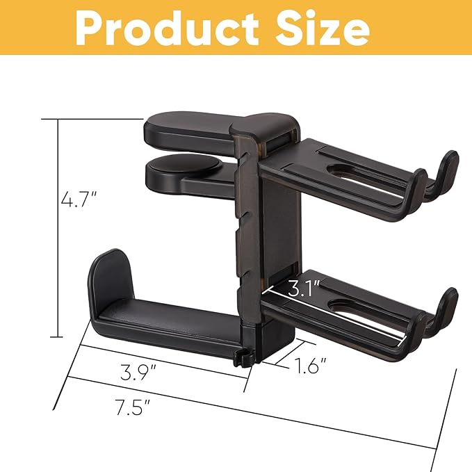 3 in 1 Under Desk Headphone Hanger - Image 7