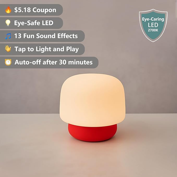 Mushroom Night Light for Kids-Gift & Toy for Kids, Touch Lamp - Image 3
