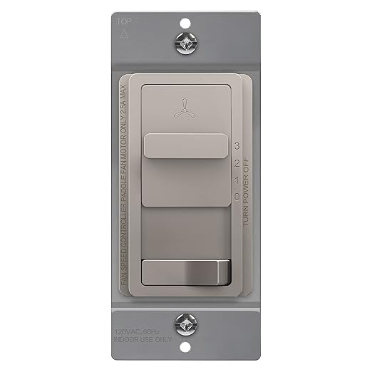 TOPGREENER Kalide Light Switch and 3-Speed Ceiling Fan Control Combo, in Wall by TOPGREENER