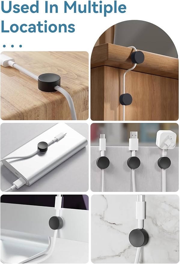 Maveek Magnetic Cord Clips Black, Silicone Cord Organizer Magnet Cable Holder - Image 7