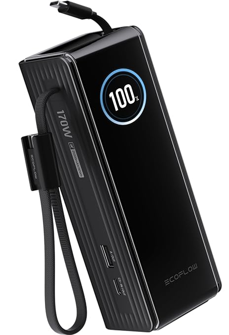 EF ECOFLOW Rapid Power Bank, 100W Built-in and Retractable Cables, 170W by EFECOFLOW