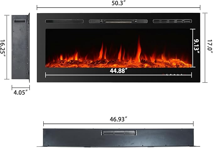 CharaVector Electric Fireplaces Recessed Wall Mounted Fireplace Insert 50 Inch - Image 4