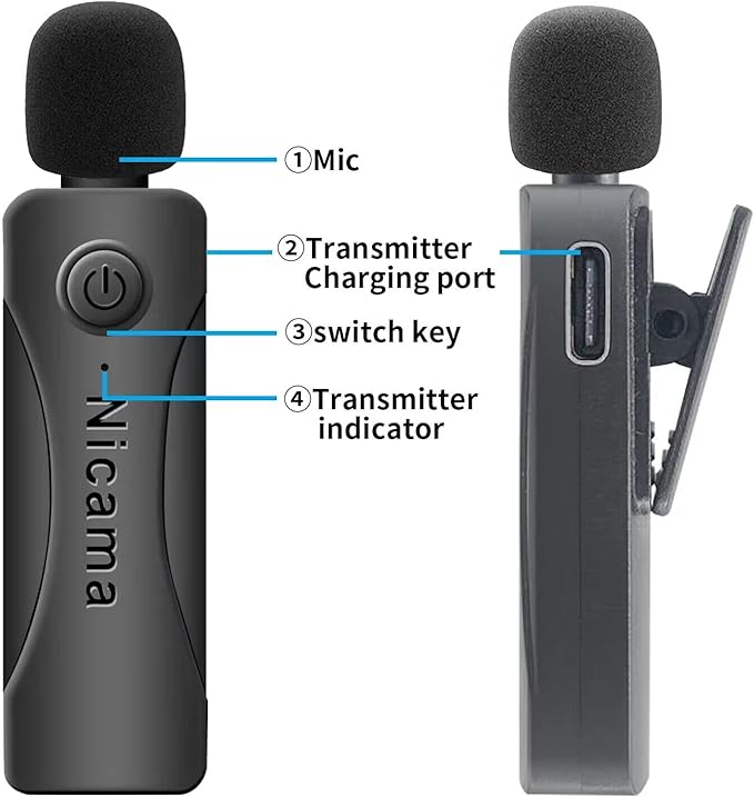 Nicama AS12 USB-C Wireless lavalier Microphone - Image 7