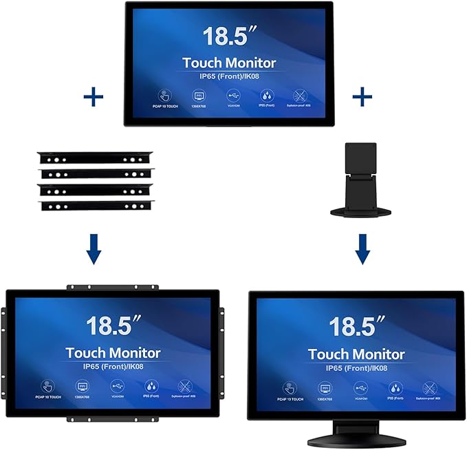 GreenTouch 18.5 Industrial Touch Monitor Open Frame, HDMI/VGA/DVI Interface - Image 5