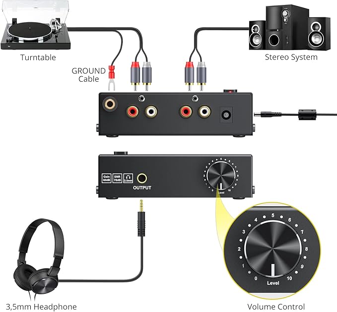 PROZOR Pre Amplifier for Turntable Audiophile M/M Phono preamp - Image 2
