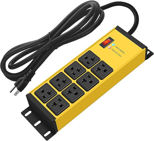 CCCEI Yellow Heavy Duty Power Strip Surge Protector 20 AMP, 8 Outlets 12 Gauge by CCCEI