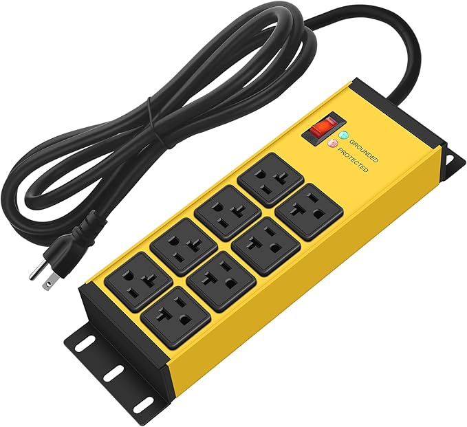 CCCEI Magnetic Heavy Duty Power Strip Surge Protector 20Amp, 12 Gauge High Amp by CCCEI