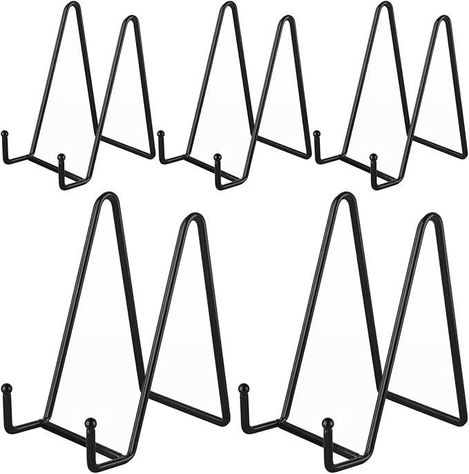 IBosins 5 Pack 6 Inch Plate Holder Display Stands, Metal Black Frame Stand by IBosins