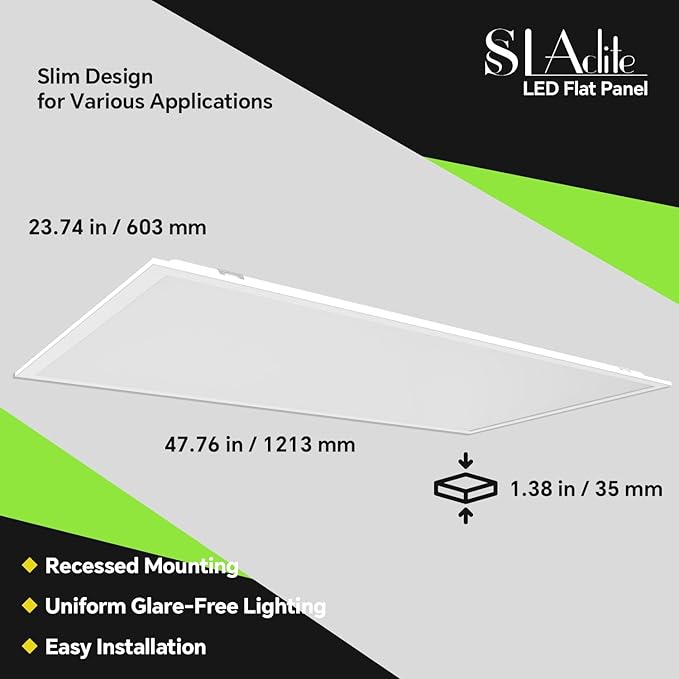 SLAclite 6 Pack 2x4 LED Flat Panel Light 50/40/35/30/25W 6500lm Adjustable - Image 6