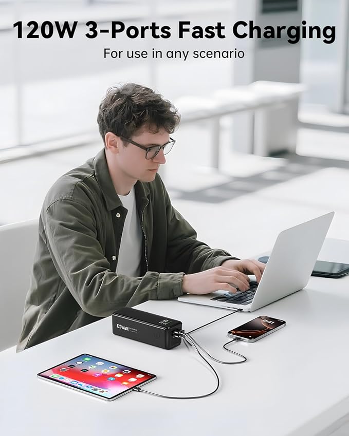 WOXABHSL 27000mAh 120W Fast Charging Power Bank, High Capacity 3-Port Laptop - Image 6