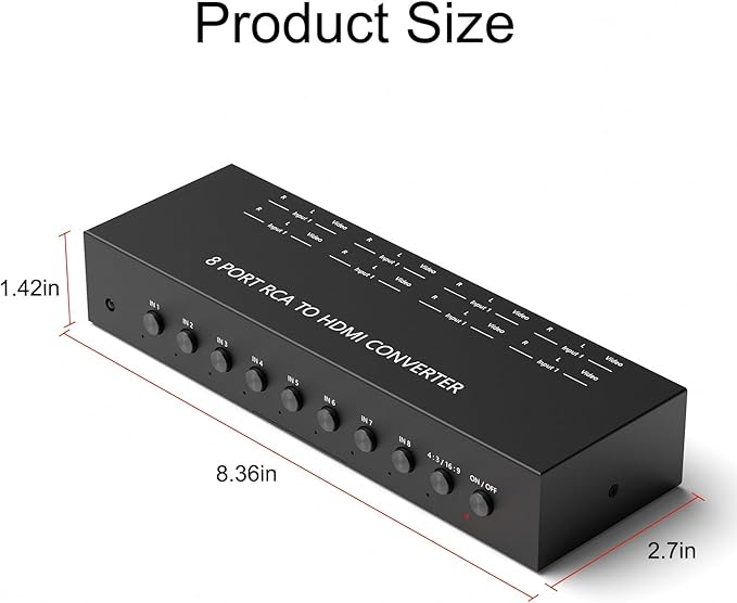Dingsun 8Port AV to HDMI Converter, Will Convert Input Analog Aignals to a - Image 4