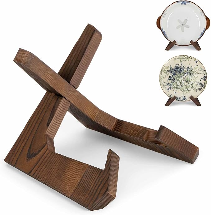 ANBOXIT Bowl Stands for Display, 6.5 Inch Plate Holder, Wooden Easel Frame by ANBOXIT