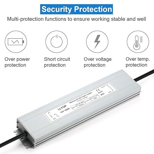 LED Power Supply 150 Watts LLTOP Waterproof IP67 LED Driver 100-264V AC to 12V - Image 2
