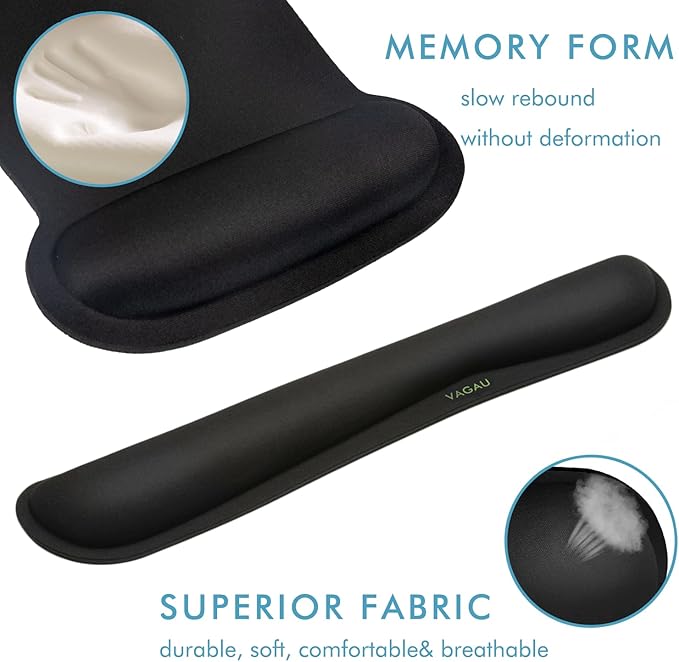 VAGAU Premium Keyboard Wrist Rest and Mouse Pad Wrist Support, Ergonomic Memory - Image 4
