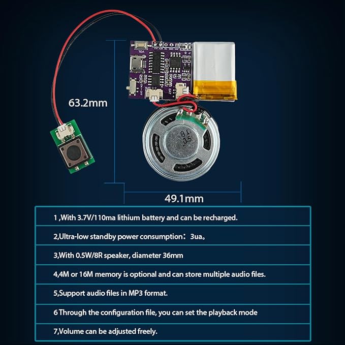 Voice Module, MP3 Music Sound Chips, 16MB Sound Module - Image 3