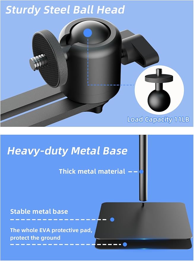 suptek Projector Stand Against Wall Hidden Stand, 360°Swivel, Height Adjustable - Image 8