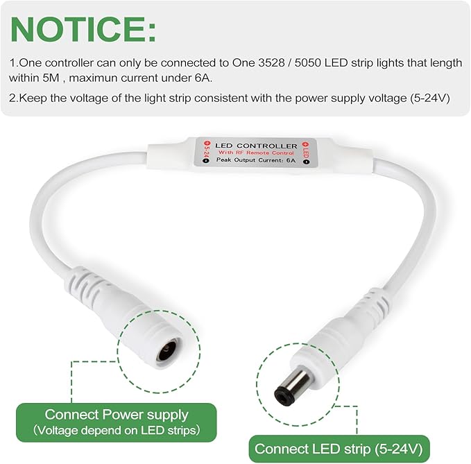 RGBZONE 2 Pack Mini RF LED Dimmer, Single Color Controller - Image 3