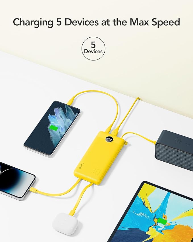 VRURC Portable Charger with Built-in Cables, 10000mAh LED Display USB C Power - Image 4