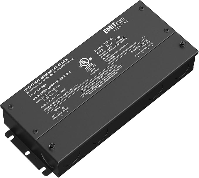 EMITEVER Dimmable Led Driver, 100W AC 100V-277V to DC 24V Transformer, 5-in-1 by EMITEVER