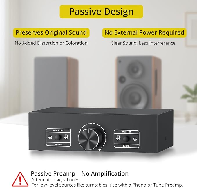 PROZOR 2-IN-2-OUT XLR Balanced/RCA Converter Audio Selector Splitter | Passive - Image 2