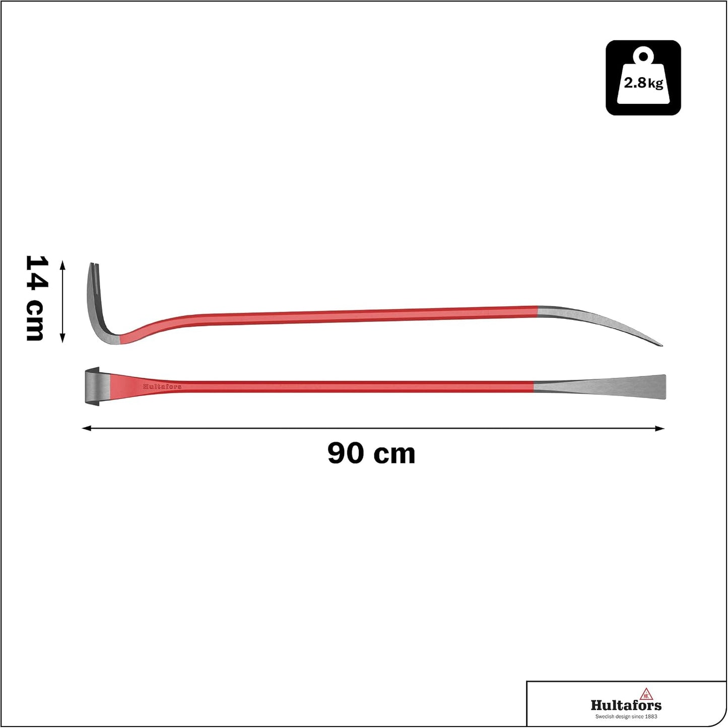 Hultafors Nageleisen (Länge 90 cm, zum Herausziehen von Nägeln, aus gehärtetem legiertem Borstahl) 480285