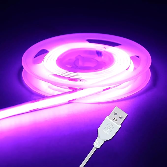 UVTaoYuan Short LED Strip Lights Purple 5V USB Not Dimmable Flexible COB LED by UVTaoYuan