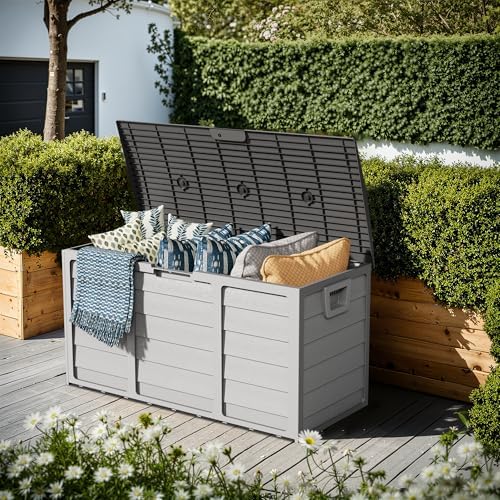 crownland outdoor 75 gallon storage deck box, weatherproof, view 9