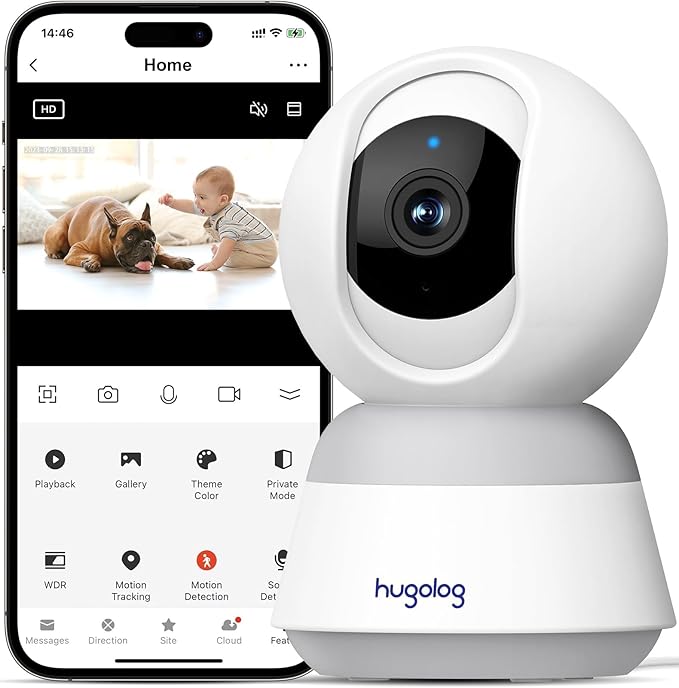 Hugolog 3K 5MP Indoor Pan/Tilt Security Camera by Hugolog