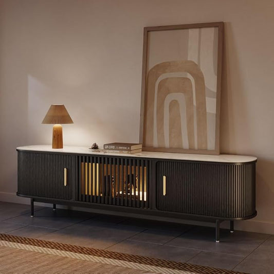 POVISON Fully-Assembled Mid Century Modern Black TV Stand by POVISON