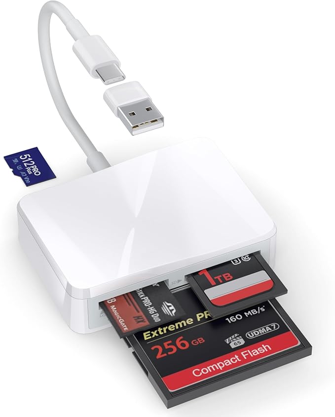 SD Card Reader, 4 in 1 USB C to SD/TF/CF/MS Card Reader by RRSITIAU