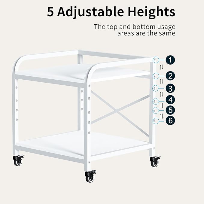 Vokumba 20 Inches Large White Printer Stand, 2-Tier Under Desk Printer Table - Image 3