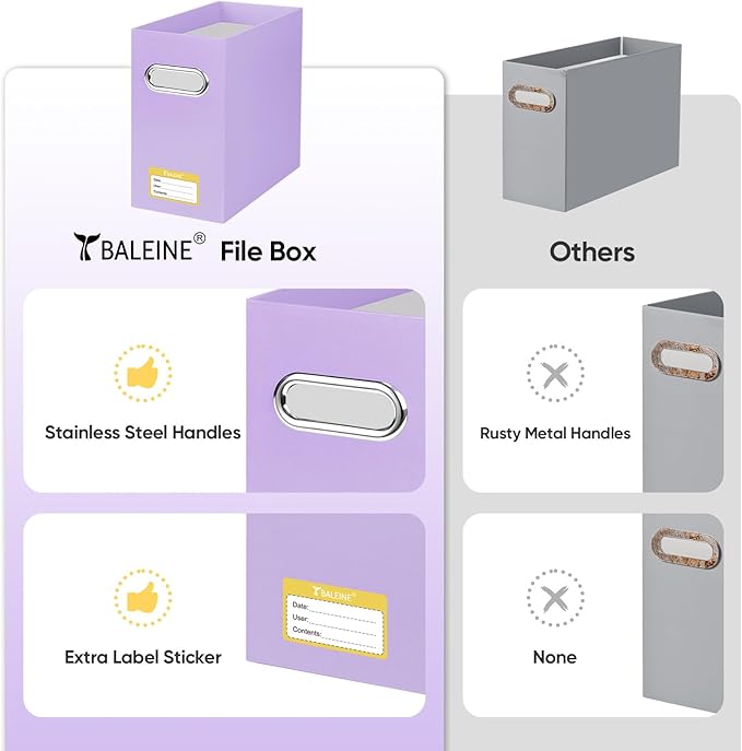 BALEINE File Organizer Box, Cardboard File Folder Organizer - Image 5