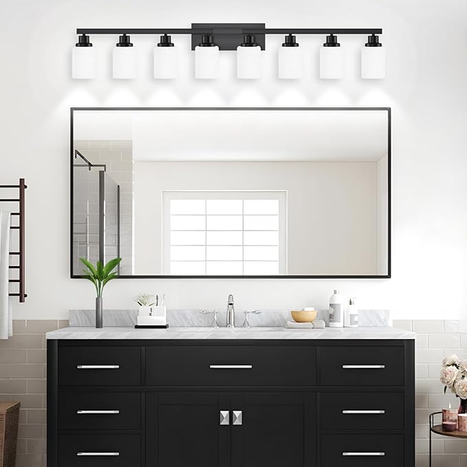 DIKAIDA 8-Light Bathroom Light Fixtures Over Mirror, 52inch Modern Matte Black - Image 7