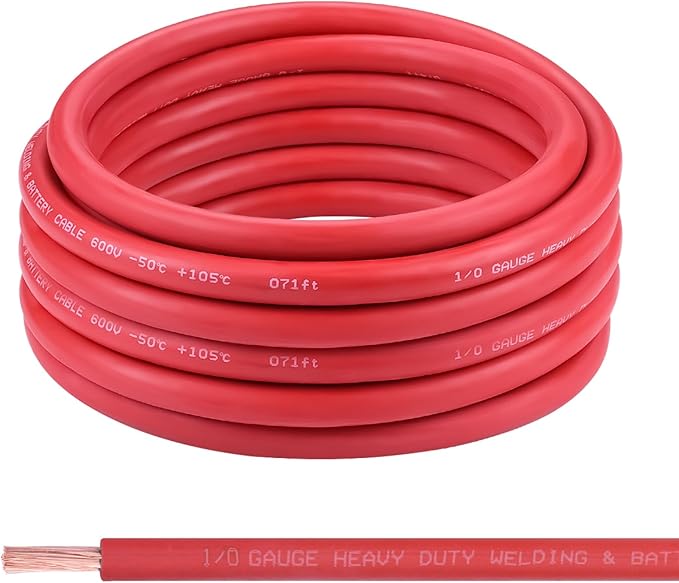 Shirbly 1/0 Gauge Battery Cable, 30FT Red 1/0 AWG Pure Copper Wire Welding Cable by Shirbly