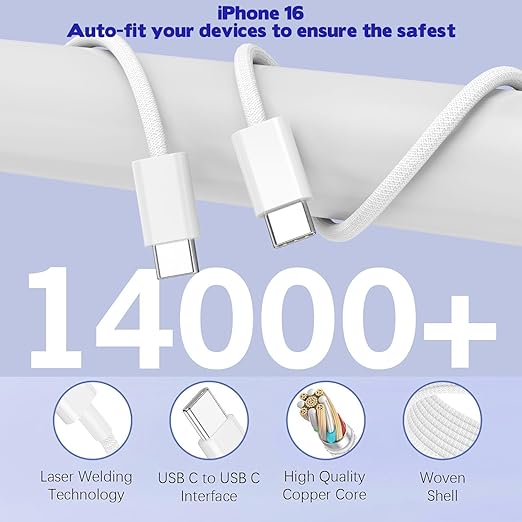 iPhone 17/16 Fast Charger Block, 2 Pack 60W USB Charging Block 5-Port Charge - Image 4