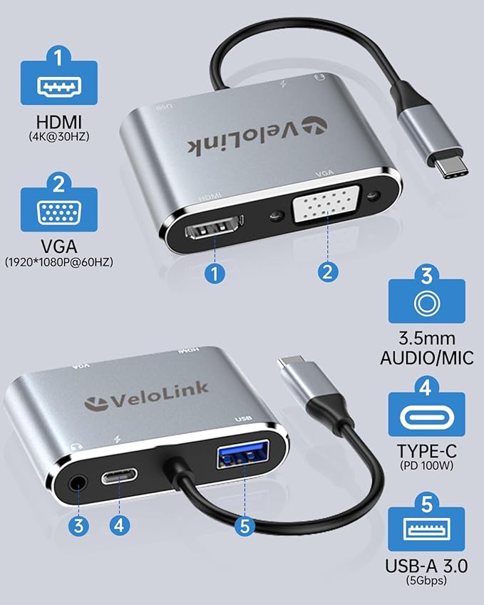 velolink USB C Hub MultiPort Adapter - Image 3