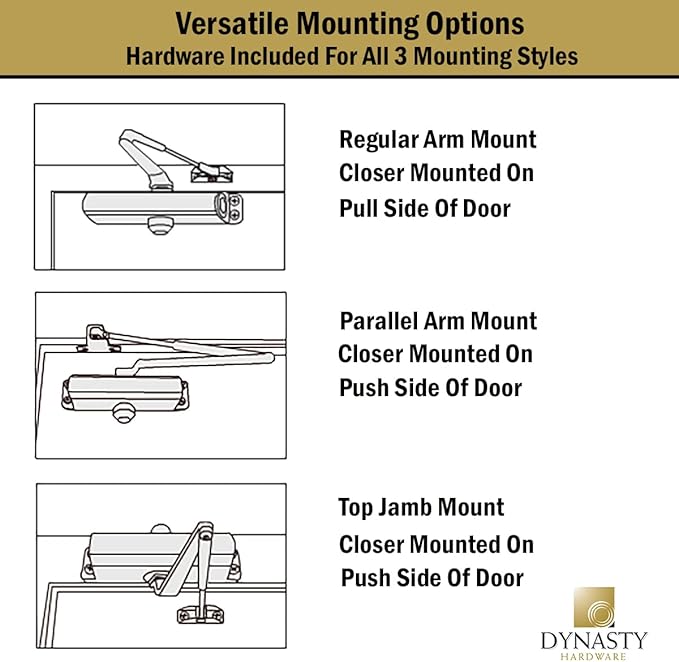 Dynasty Hardware Door Closer, Grade 1 Heavy Duty Commercial Hydraulic Closer - Image 5