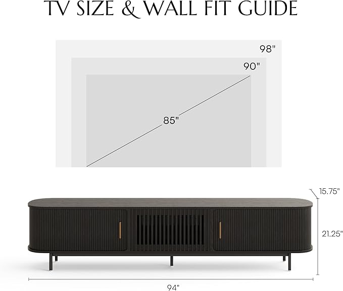 POVISON Fully-Assembled Mid Century Modern TV Stand - Image 4