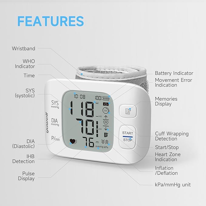 yuwell Wrist Blood Pressure Monitor | Clinical Accuracy, BP Machine - Image 7