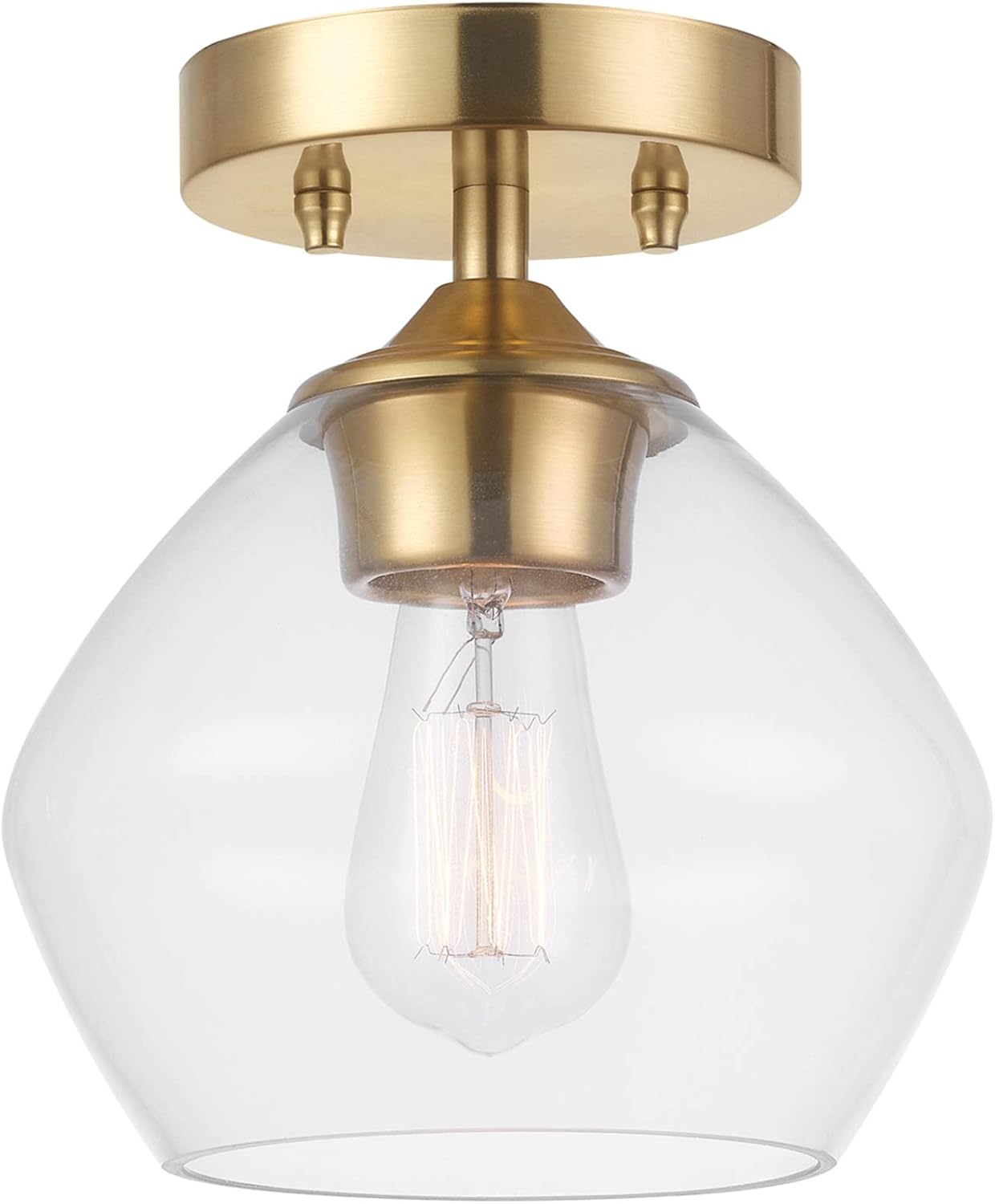 1-Light Semi-Flush Mount Ceiling Lighting with Clear Glass Shade | Clear Glass Shade, Dimmable, E26 Base, Hardwired, Model 65693