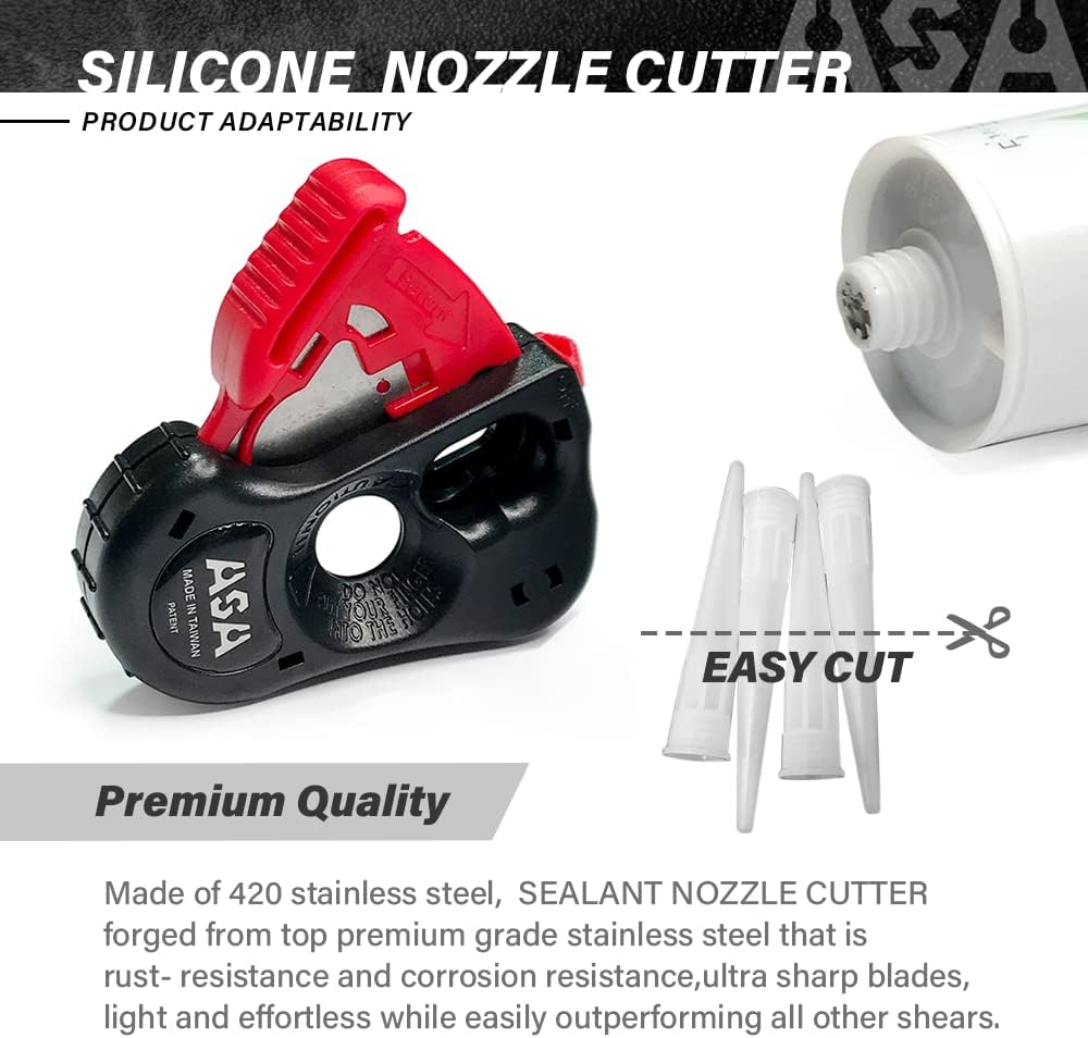 Stainless Steel Blade,ASA Silicone Cartridge Tip Cutter,Sealant Nozzle Cutter,Silicone Caulking Tube Snips,Caulk Opener,Acid-Resistant utility knife,Caulking Gun Accessories,Adhesive Accelerators