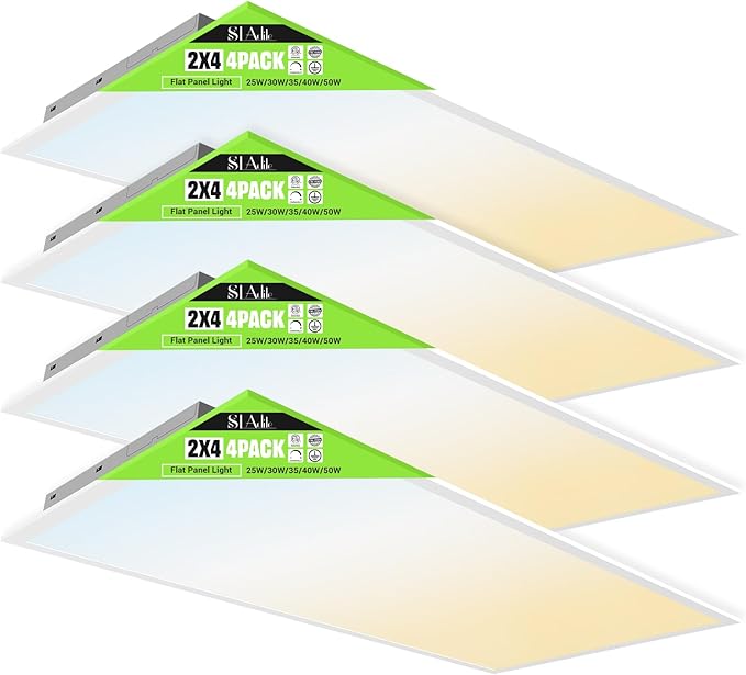 SLAclite 4 Pack 2x4 LED Flat Panel Light 50/40/35/30/25W 6500lm Adjustable by WelcometoSLAcliteBrand