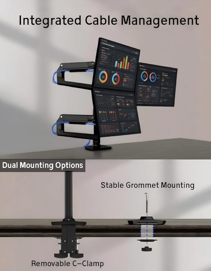 Ergounion Triple Monitor Mount, Holds Screens up to 40 Inches and 25 lbs - Image 5