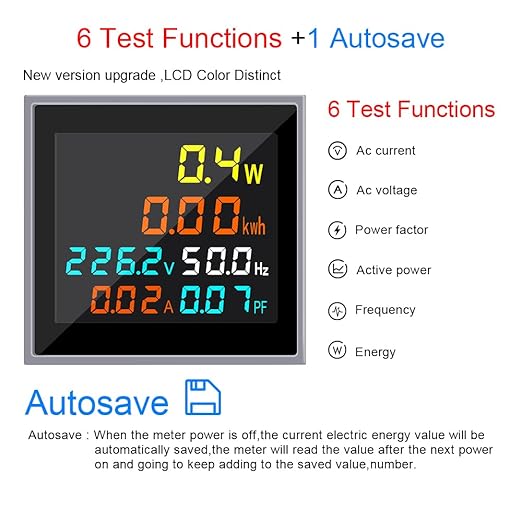KETOTEK AC Current Voltage Amperage 6in1 Power Energy Monitor LCD Digital - Image 2