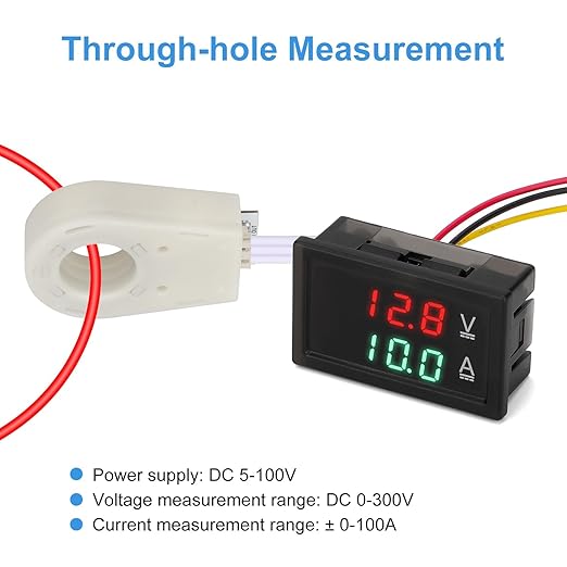 Linkstyle DC 5V-100V & 100A Digital Amp Voltage Meter, Dual Display Current - Image 3