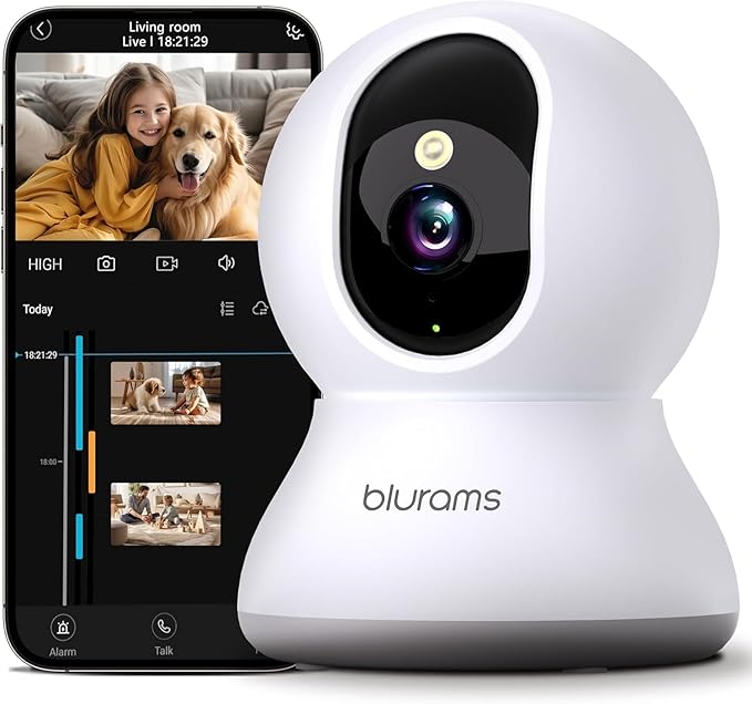Security Camera 2K, blurams Baby Monitor Dog Camera 360-degree by Blurams