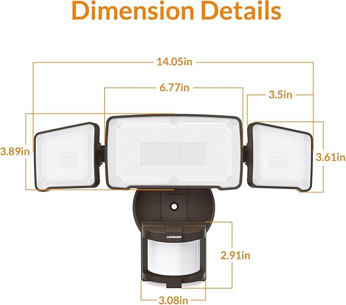 LEPOWER LED Security Light Motion Sensor Light Outdoor, 38W 4200LM Motion - Image 9